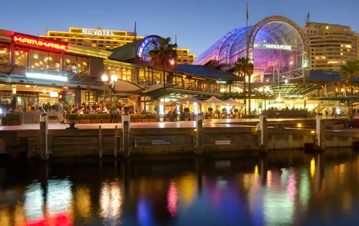 Darling Harbour Promenade -- waterfront LED lighting, marine grade LED strip