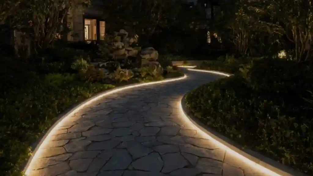 Waterproof COB LED strip end cap sealing and cable exit detail