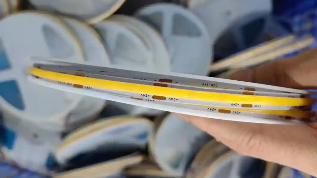 COB LED strip width test inside aluminum profile before bulk order
