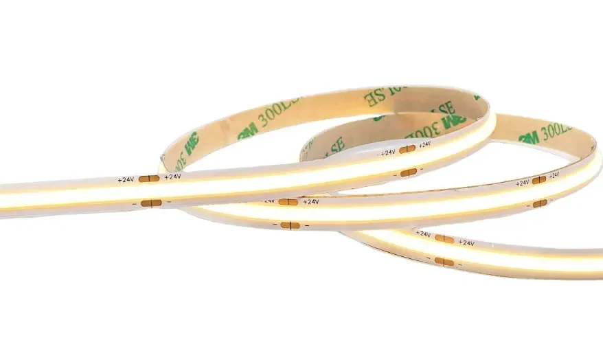 24V COB LED strip installed for commercial linear lighting