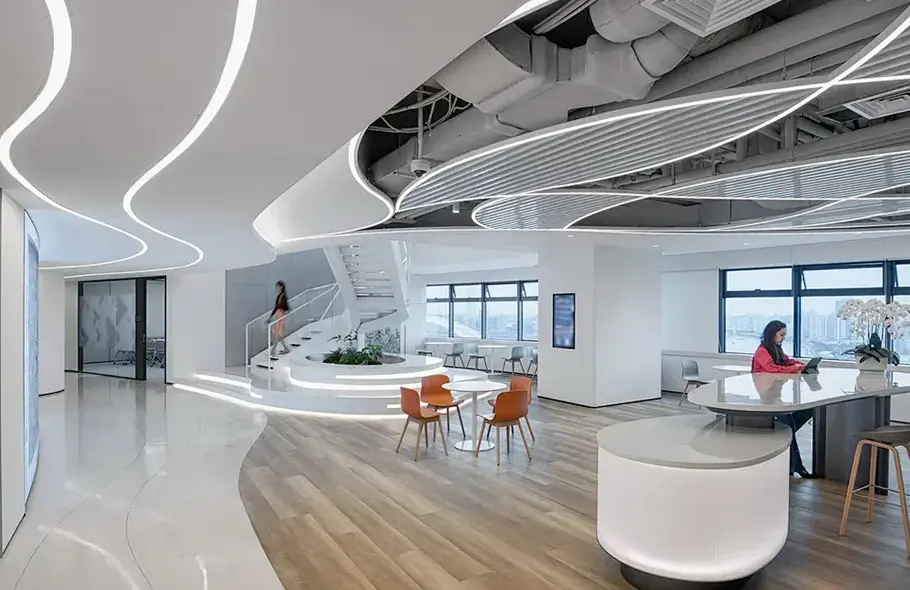 24V COB LED strip installed for office ceiling linear lighting