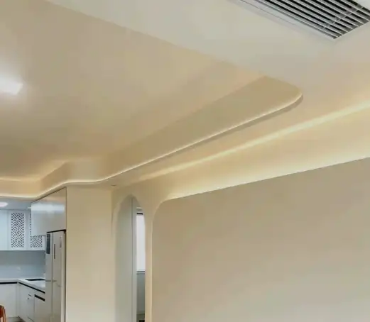 Commercial office ceiling linear lighting installed with COB LED strip