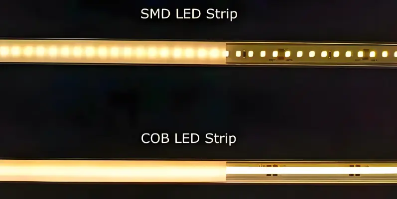 COB vs SMD LED strip side‑by‑side comparison for B2B lighting selection