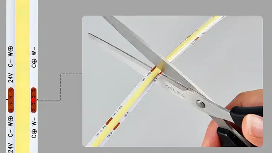 How to cut COB LED strip at the marked cutting point