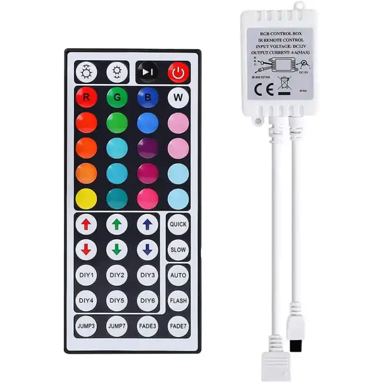 Senfey 44-key IR remote handset with 28 preset colors and DIY slot buttons