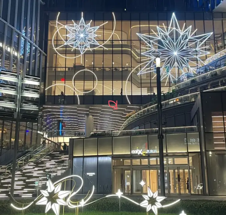 Building facade outline lit with LED neon flex in Lyon, France