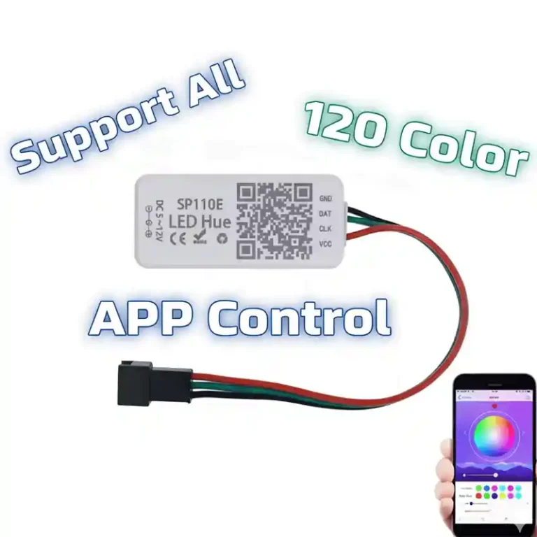 SP110E Bluetooth pixel controller housing top view with data and power terminals